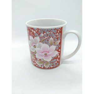 Asian style Lotus Flower Pink/White red Floral Coffee Cup/Mug Japan 3.45"